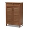 Baxton Studio Coolidge Walnut Finished 5-Shelf Wood Shoe Storage Cabinet with Drawer 156-9389 - alternate 1